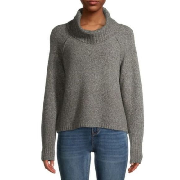 Time and Tru Gray Cozy Turtle Neck Slouchy Sweater - Picture 1 of 6